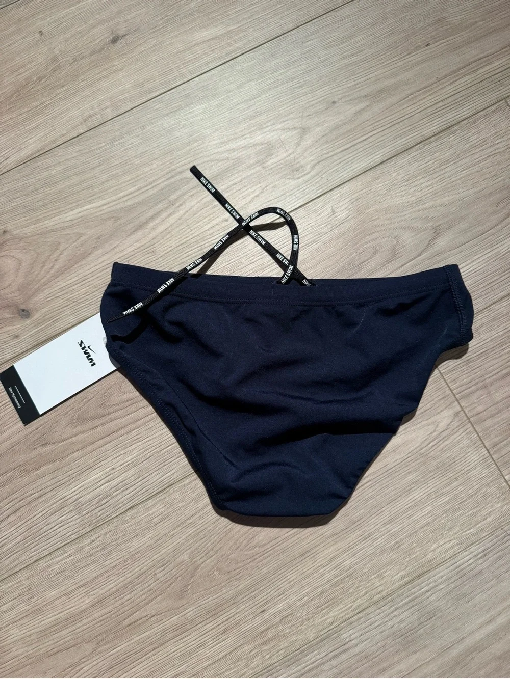 Nike Navy Hydrastrong Swim Briefs with White Swoosh